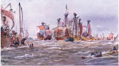 Slag bij Sluys 1340 AD, 1915 door William Lionel Wyllie